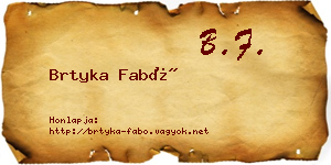 Brtyka Fabó névjegykártya